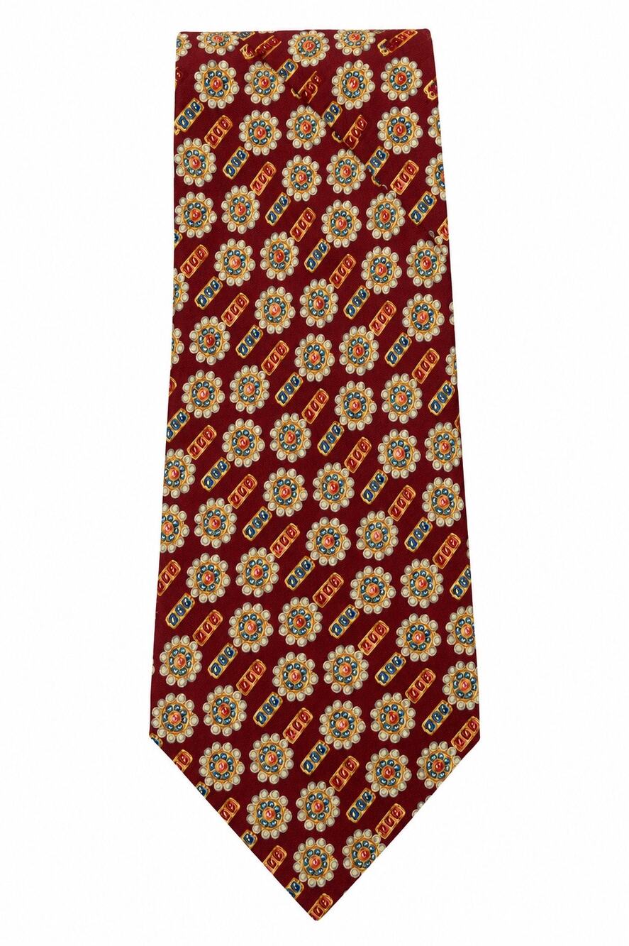 The Metropolitan Museum of Art Silk Tie Burgundy Medallion Geometric Floral